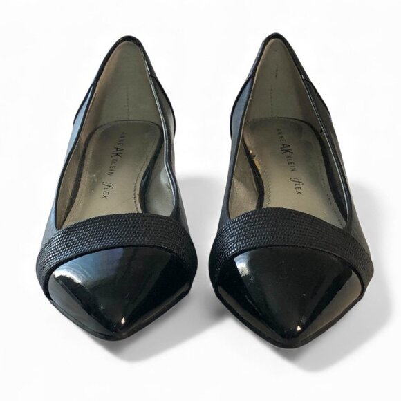 Ann AK Klein iFlex Black Patent Leather Flat Women's Shoes 2' Heel Size 7 - Picture 4 of 16